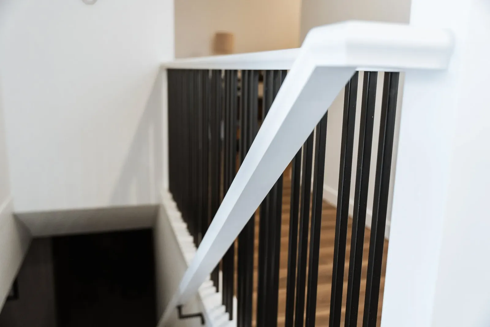 Custom Stair Railing with Matte Black Spindles