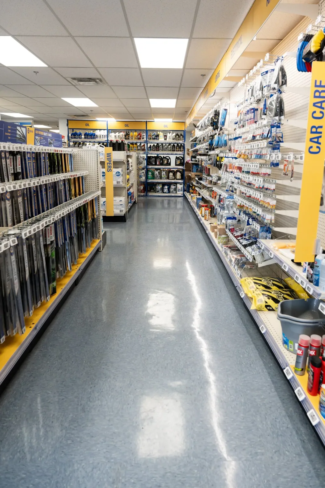 Finished Calgary retail tenant improvement with new commercial flooring and interior finishes