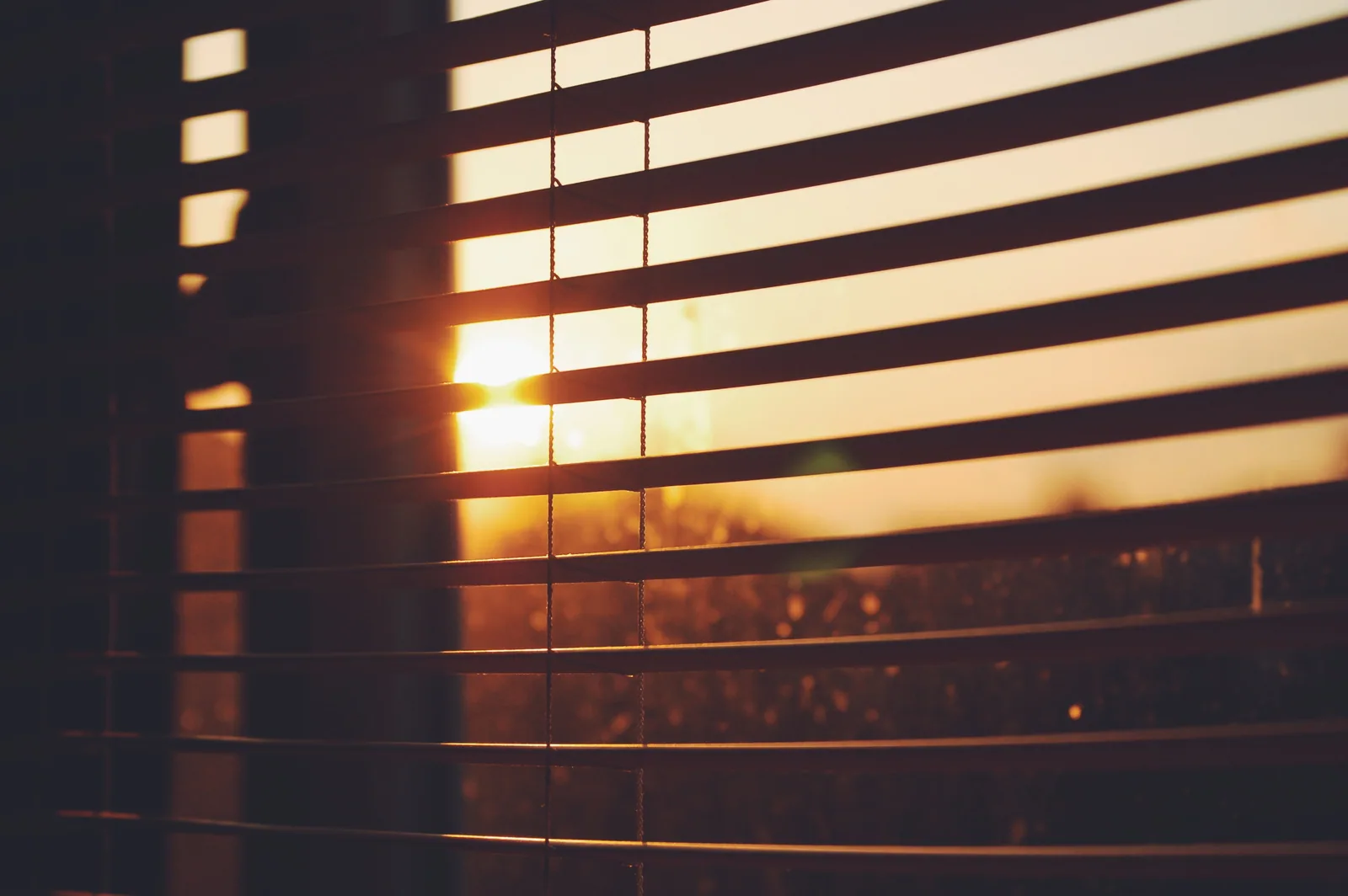 Sunlight shining through blinds