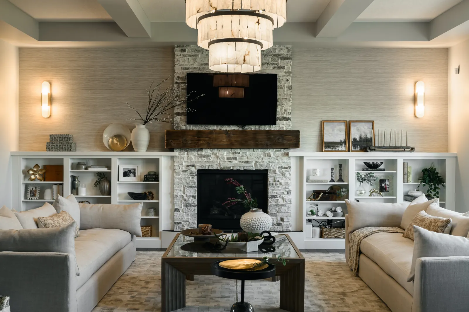 Fireplace feature details — Artesia, De Winton Complete Home Renovation
