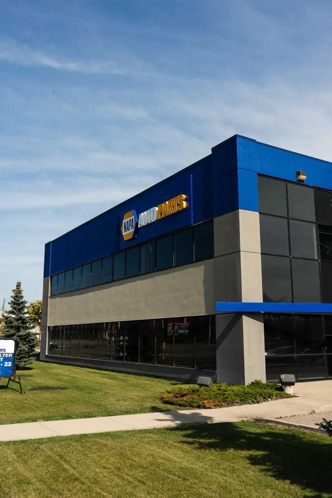 Commercial building exterior improvements completed as part of a Calgary renovation project